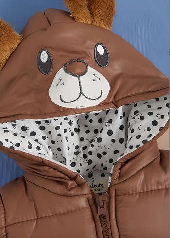 Kahverengi Peluş Kapüşonlu Bebek Erkek Takımı - Görsel 2