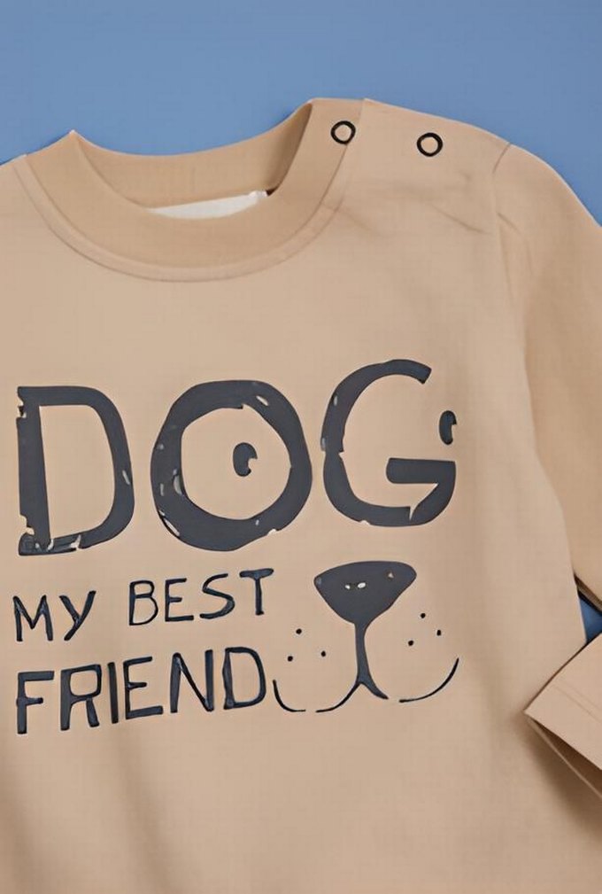 Kahverengi Peluş Kapüşonlu Bebek Erkek Takımı - Görsel 5