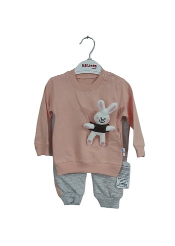 Pembe Uzun Kollu Örgü Bebek Kıyafet Takımı - Görsel 2