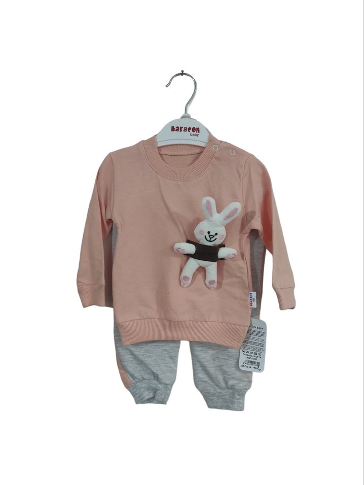 Pembe Uzun Kollu Örgü Bebek Kıyafet Takımı - Görsel 2