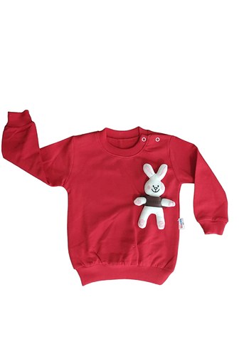 Kız Bebek Uzun Kollu Örgü Kırmızı Takım - Görsel 3