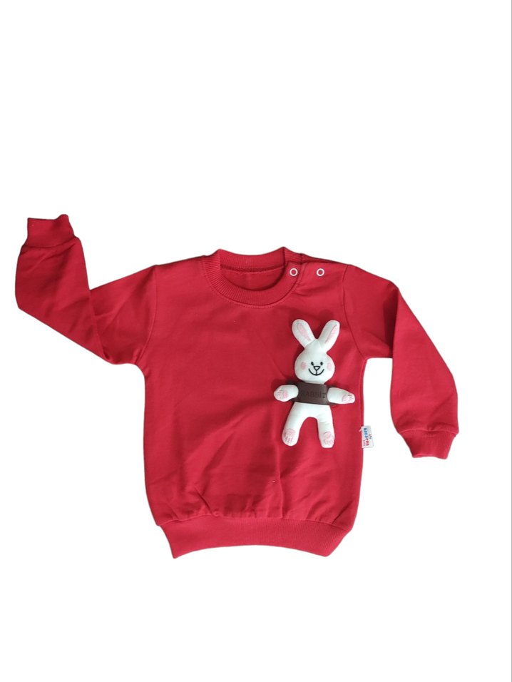 Kız Bebek Uzun Kollu Örgü Kırmızı Takım - Görsel 3