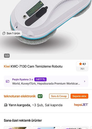 Kiwi KWC-7130 Beyaz Cam Temizleme Robotu - Görsel 7