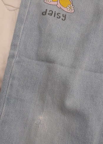 Kız Çocuk Mavi Baskılı Bol Kesim Kot Pantolon - Görsel 2