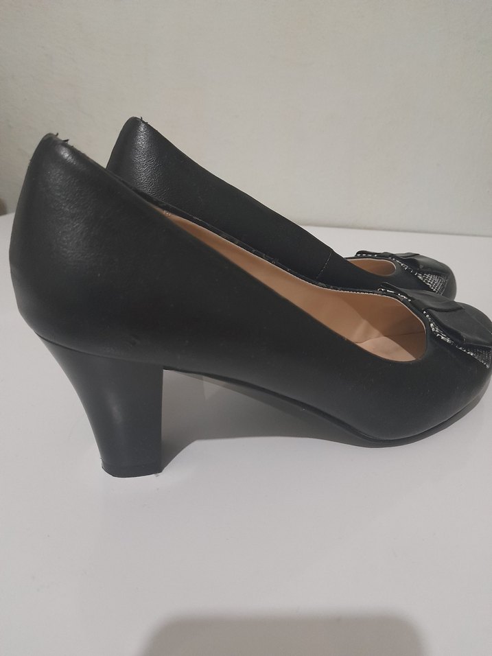 Siyah Yılan Desenli Tokalı Topuklu Kadın Ayakkabı - Görsel 4