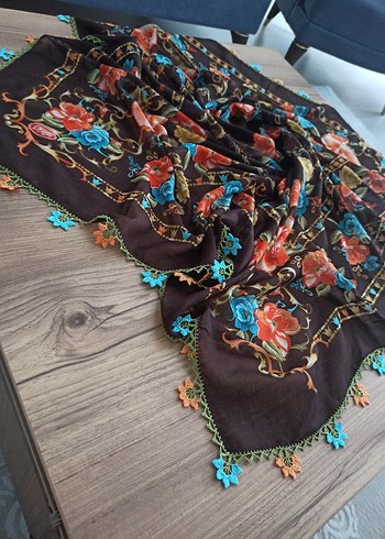 Çiçek Desenli Çok Renkli Bohem Kadın yazma - Görsel 2