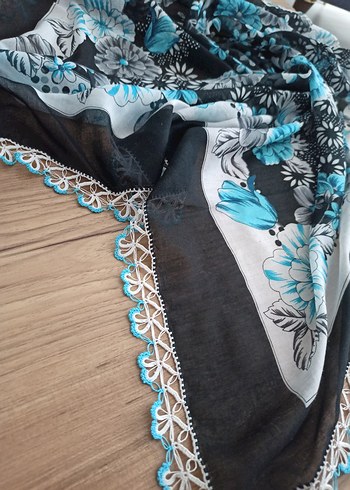 Dantel Detaylı Gri Bohem Kadın yazma - Görsel 2