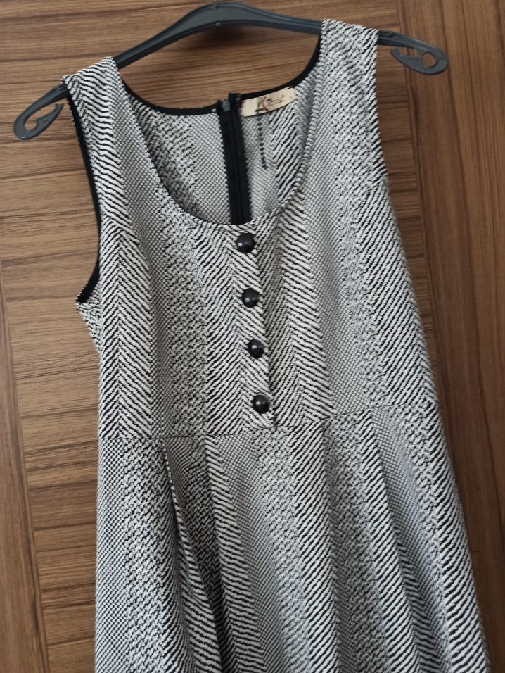 Gri Düğmeli Bohem Kadın Uzun Elbise - Görsel 3