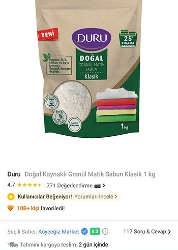 Duru Doğal Kaynaklı Granül Matik Sabun 1 kg