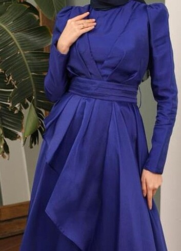 Saks mavisi kadın abiye elbise