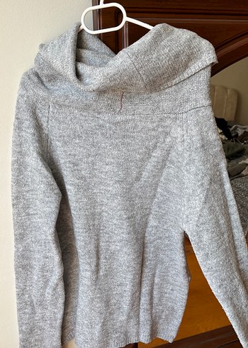 Gri Balıkçı Yaka Örgü Kadın Kazak - Görsel 5