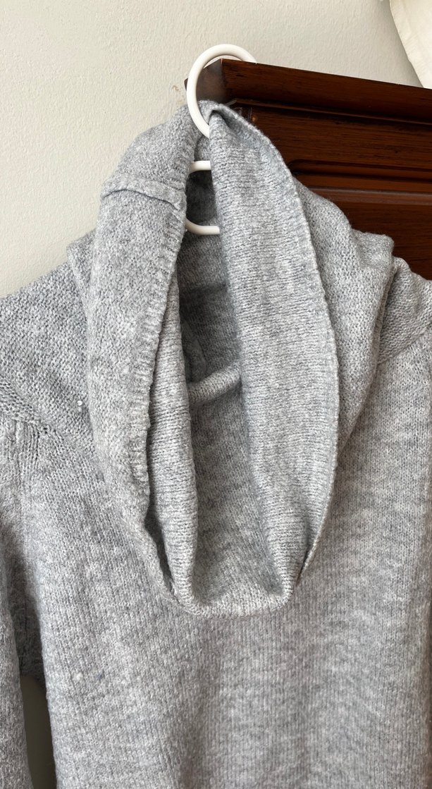 Gri Balıkçı Yaka Örgü Kadın Kazak - Görsel 2