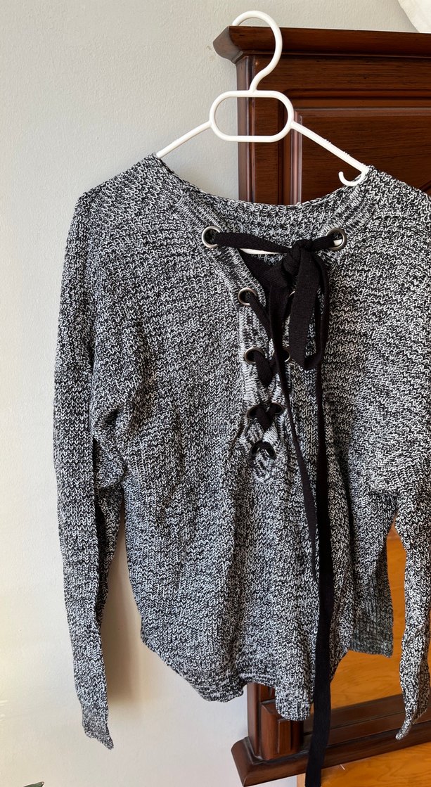 Gri Örgü Kadın Triko Kazak - Görsel 3