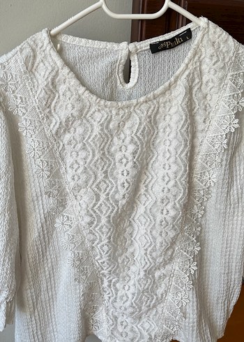 Dantel Detaylı Beyaz Bohem Kadın Bluz - Görsel 2