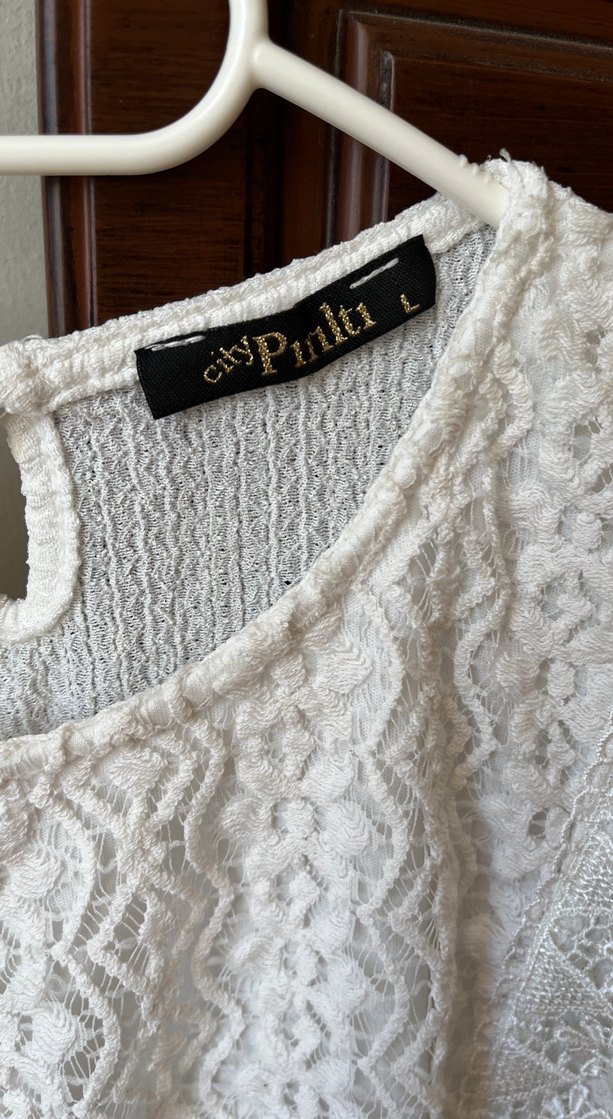 Dantel Detaylı Beyaz Bohem Kadın Bluz - Görsel 3