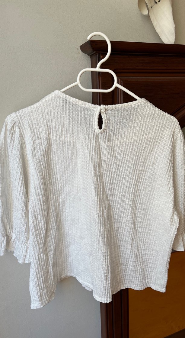 Dantel Detaylı Beyaz Bohem Kadın Bluz - Görsel 4