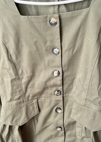 Düğmeli Kadın Keten Ceket - Görsel 4