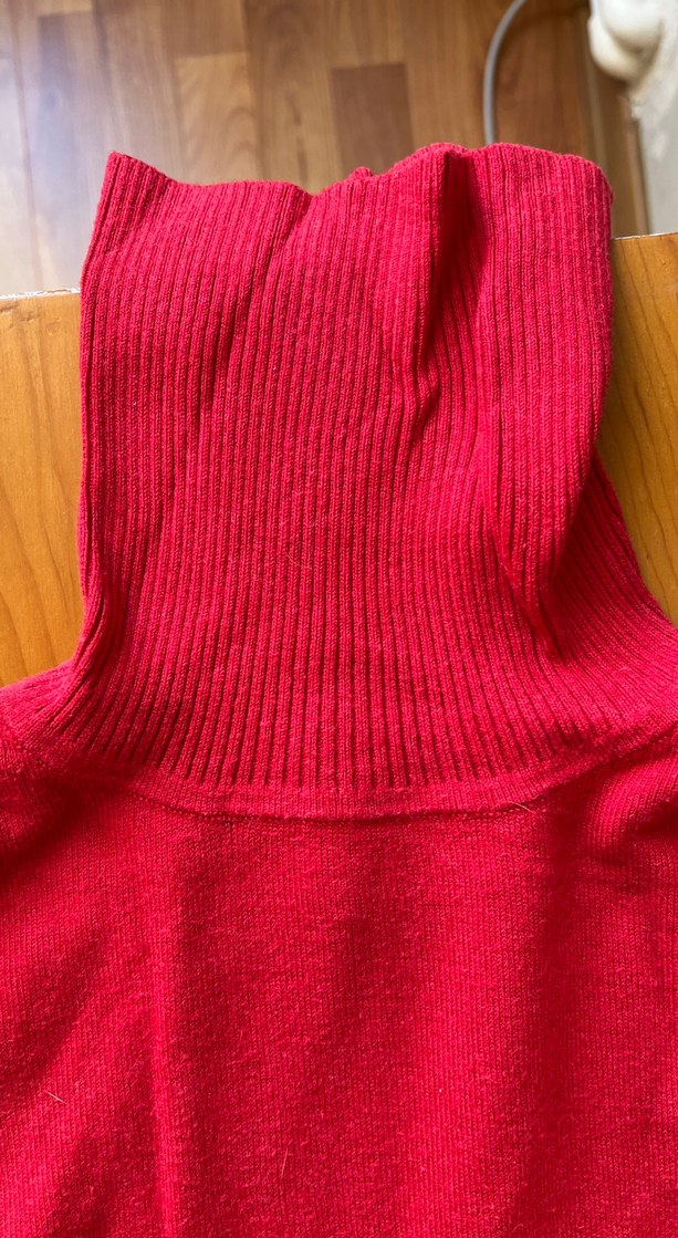 Kırmızı Boğazlı Kadın Kazak - Görsel 3