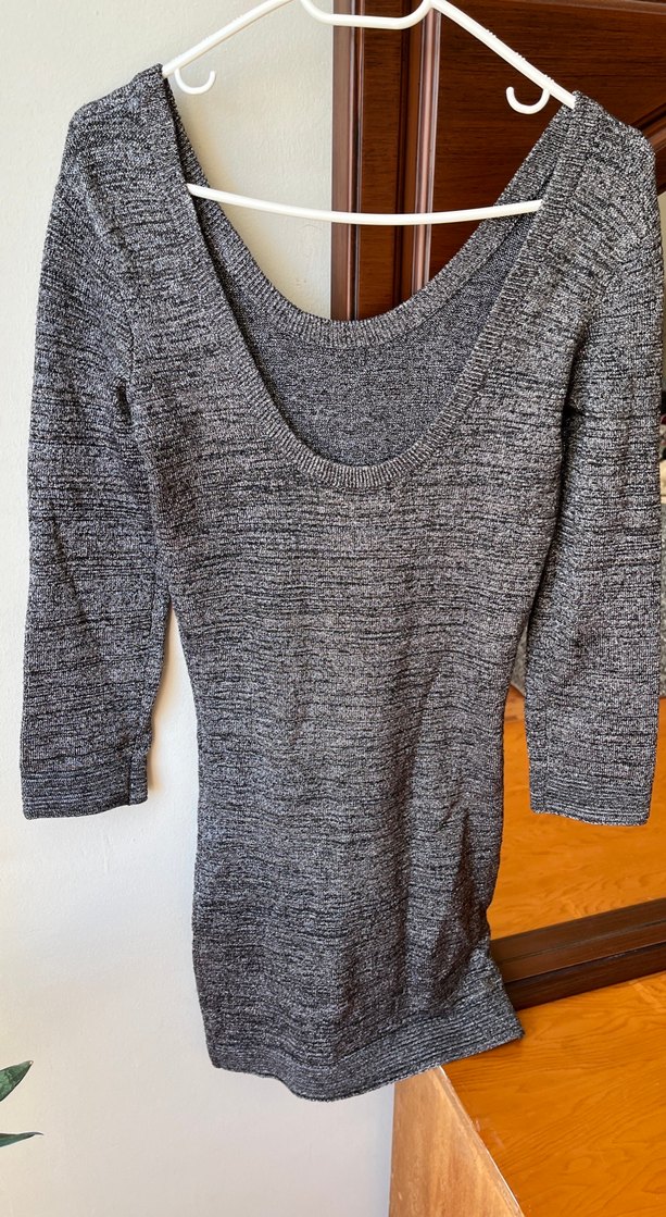 Gri Kadın Triko Midi Elbise - Görsel 4