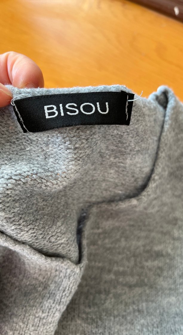 Gri V Yaka Örgü Kadın Kazak - Görsel 3