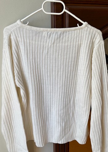 Kadın Beyaz Örgü Uzun Kollu Kazak - Görsel 4