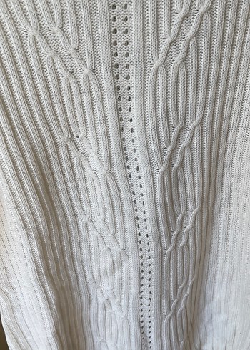 Kadın Beyaz Örgü Uzun Kollu Kazak - Görsel 2