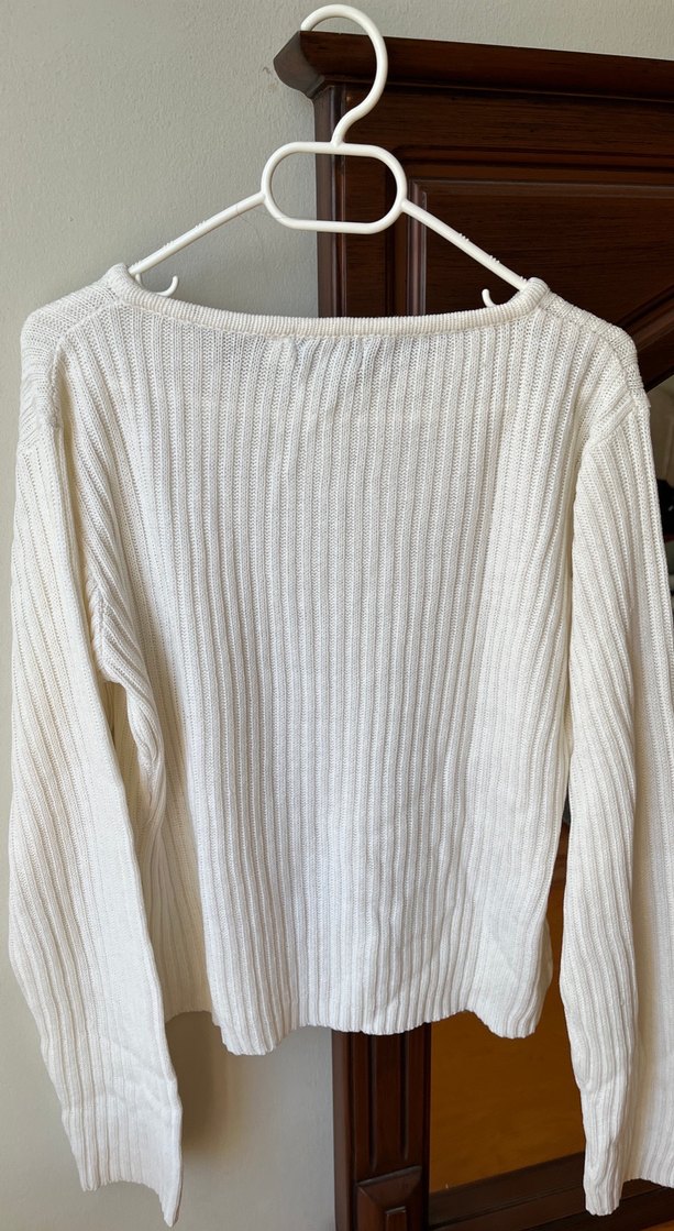 Kadın Beyaz Örgü Uzun Kollu Kazak - Görsel 4