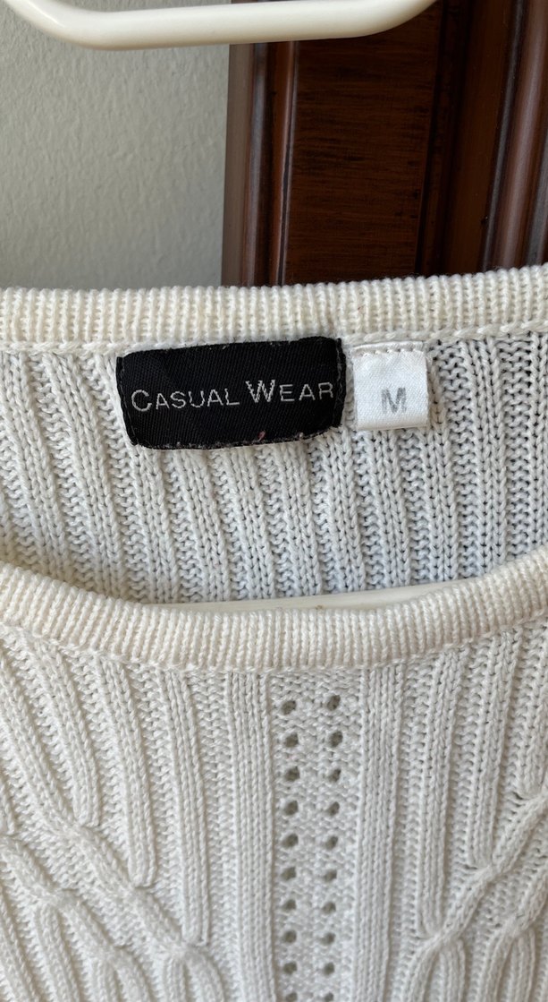 Kadın Beyaz Örgü Uzun Kollu Kazak - Görsel 3