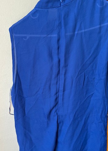 Mavi Kolsuz Yüksek Yaka Bluz - Görsel 4