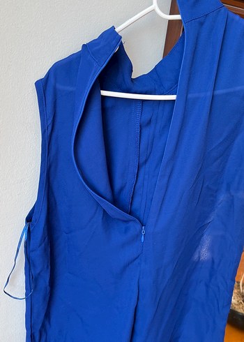 Mavi Kolsuz Yüksek Yaka Bluz - Görsel 5