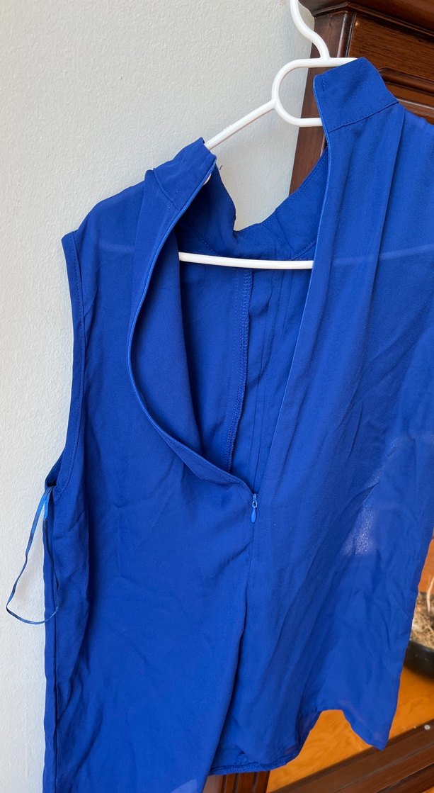 Mavi Kolsuz Yüksek Yaka Bluz - Görsel 5