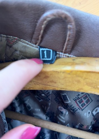 Kadın Kahverengi Deri Ceket, Düğmeli, Salaş - Görsel 12