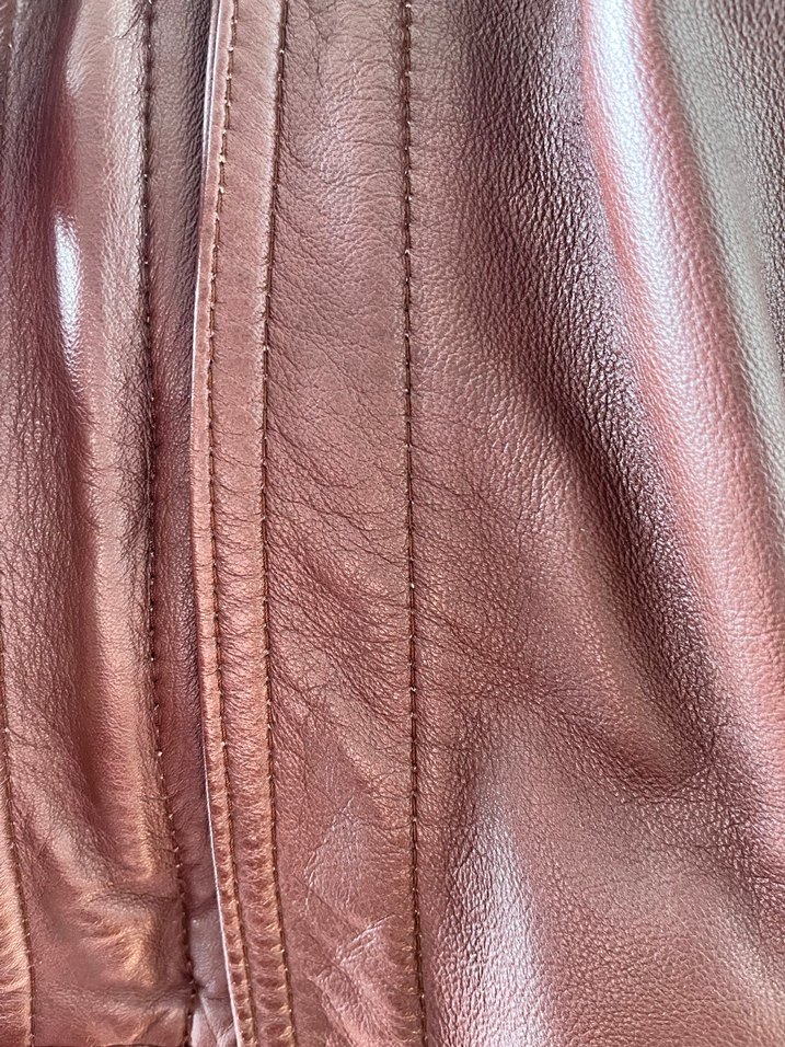Kadın Kahverengi Deri Ceket, Düğmeli, Salaş - Görsel 5