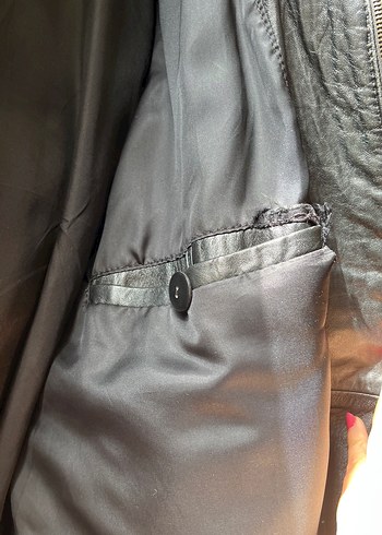 Kadın Siyah Deri Biker Ceket - Görsel 8