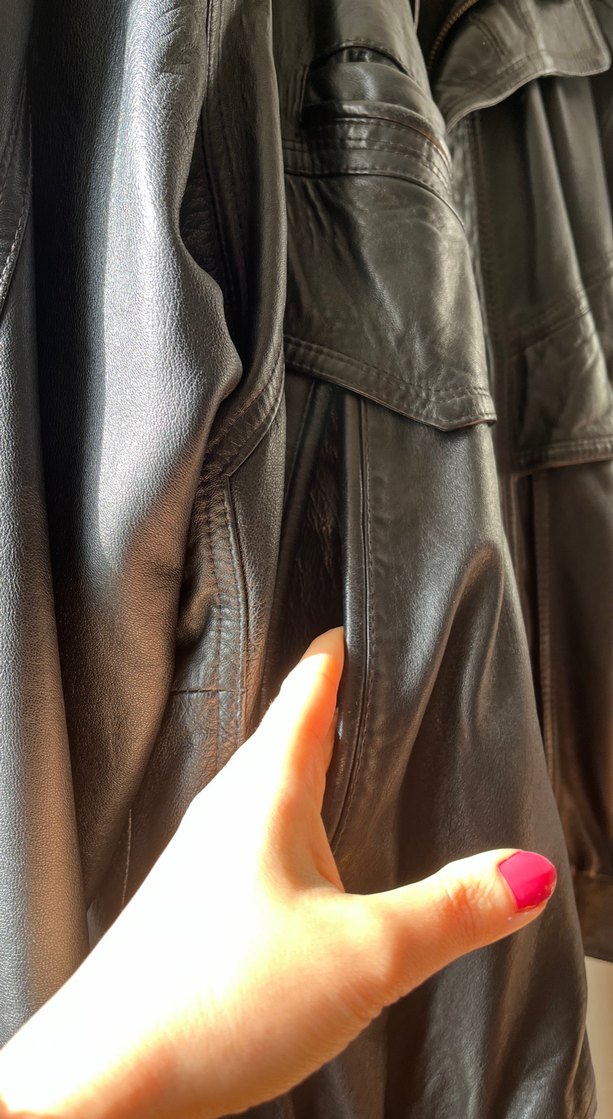 Kadın Siyah Deri Biker Ceket - Görsel 3