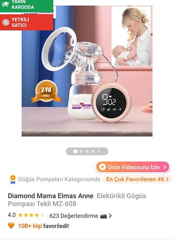 Diamond Mama Elmas Anne Elektrikli Göğüs Pompası MZ-608