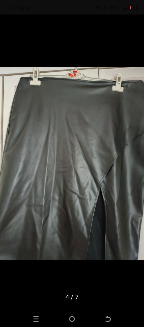 Siyah Deri Kemerli Mini etek - Görsel 3