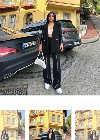 Şeritli blazer çeket Kadın Takım
