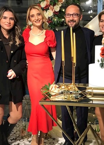 Kırmızı Drapeli Uzun Vintage Kadın Elbise - Görsel 4