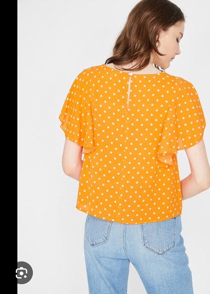 turuncu puantiyeli bluz - Görsel 2