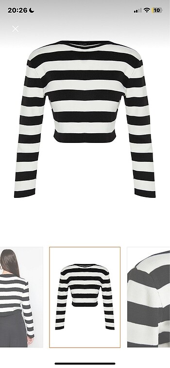 çizgili triko crop - Görsel 3