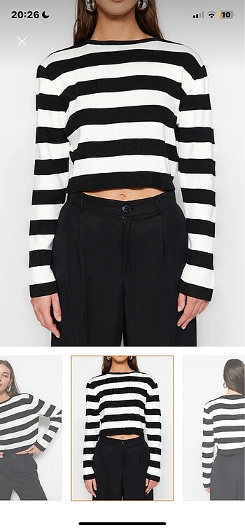 çizgili triko crop - Görsel 2