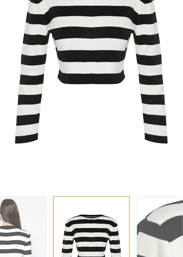 çizgili triko crop - Görsel 3