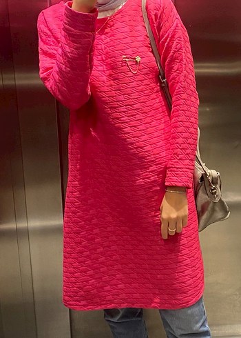 Pembe Triko Kadın Elbise - Görsel 3