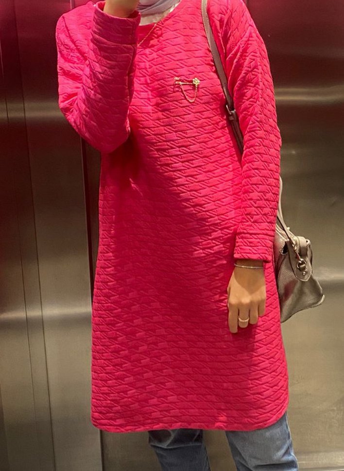 Pembe Triko Kadın Elbise - Görsel 3