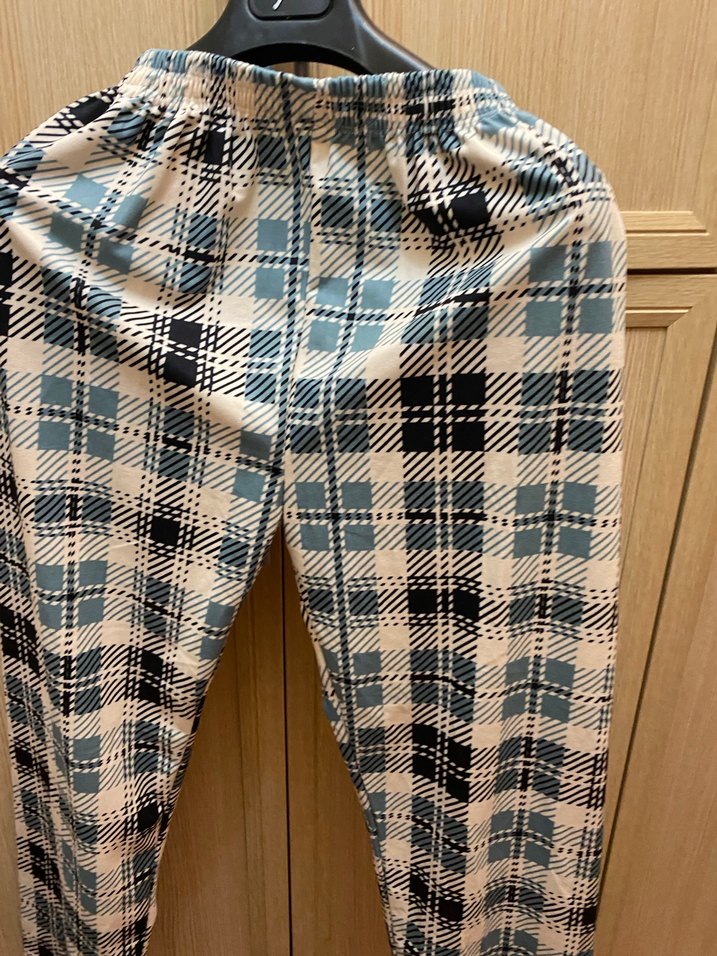 Gri Kareli Rahat Kumaş Kadın Pantolon - Görsel 3