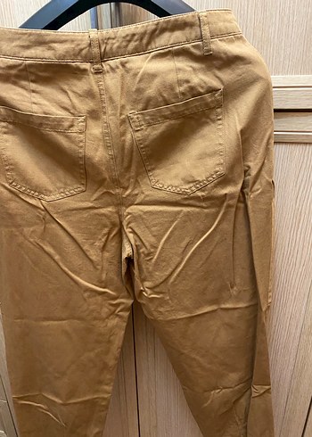 Bej Kadın Keten Rahat Kesim Pantolon - Görsel 3