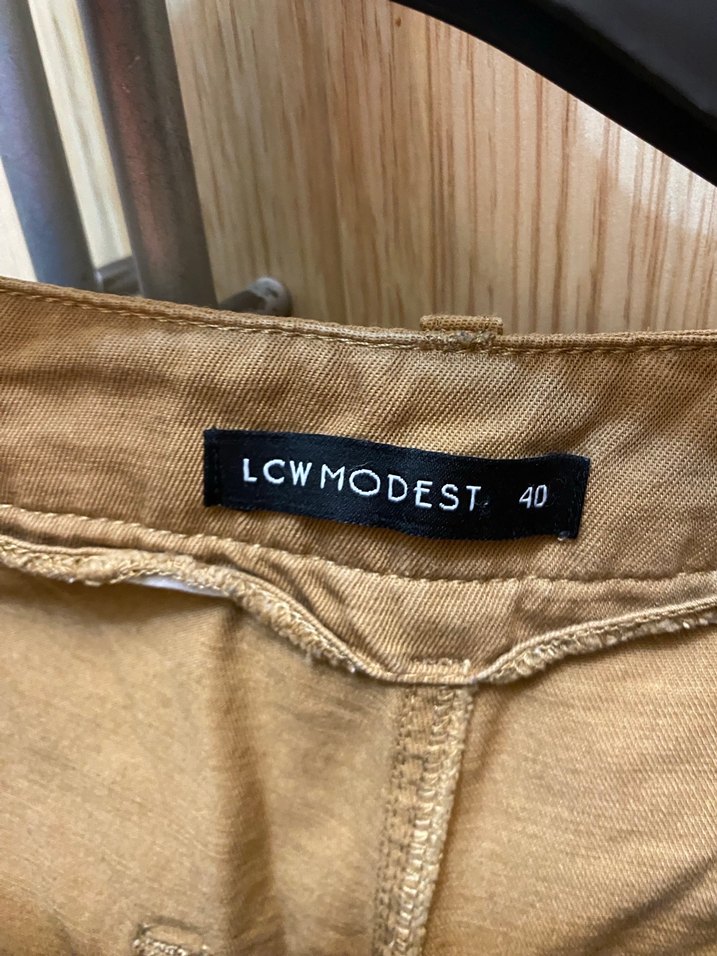 Bej Kadın Keten Rahat Kesim Pantolon - Görsel 2