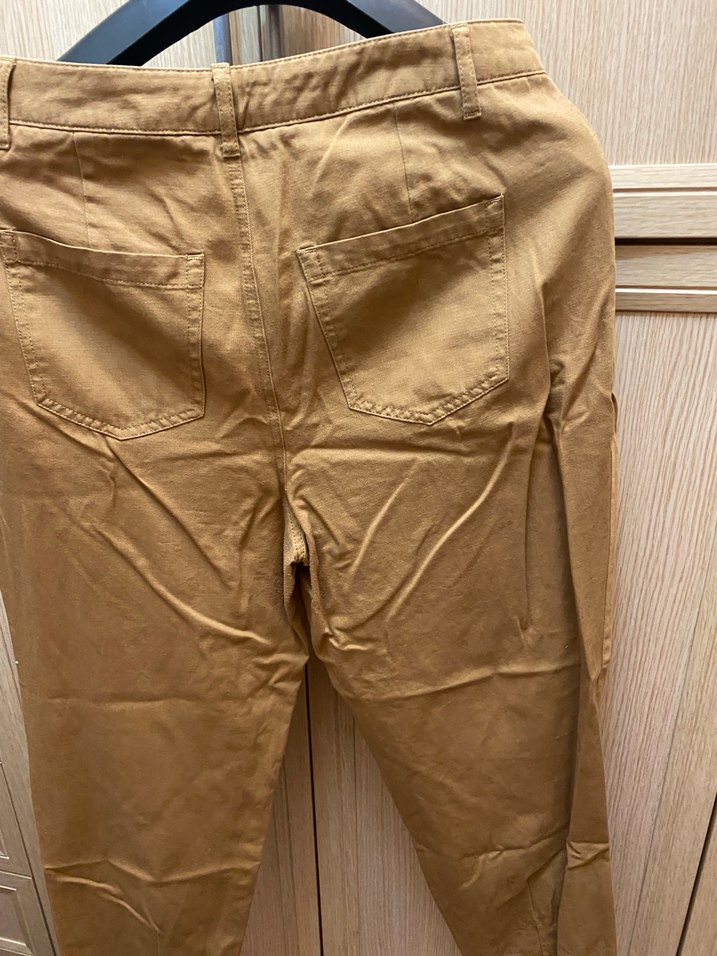 Bej Kadın Keten Rahat Kesim Pantolon - Görsel 3