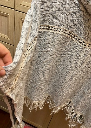 Bohem Gri Örgü Boğazlı Kadın Kazak - Görsel 2